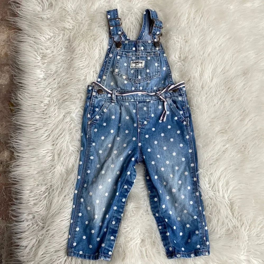 Oshkosh B’gosh Toddler Girl Poka Dot Overall Size 18 Months